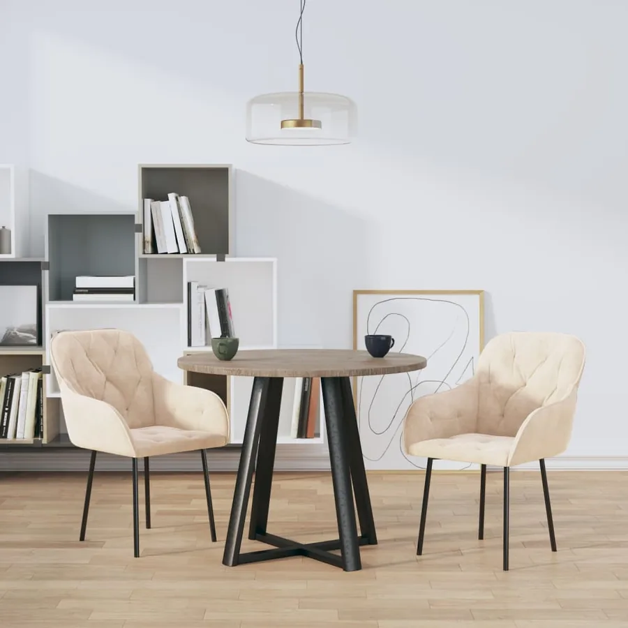 Chaises à manger lot de 2 Crème Velours