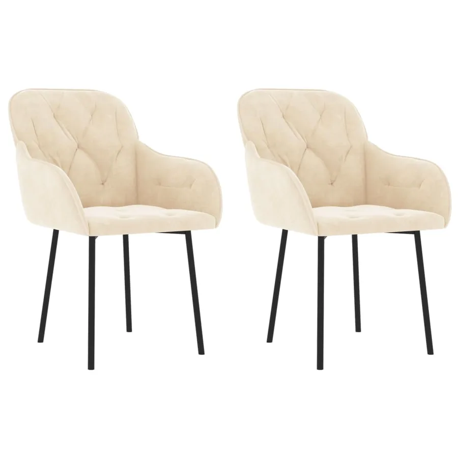 Chaises à manger lot de 2 Crème Velours - 2