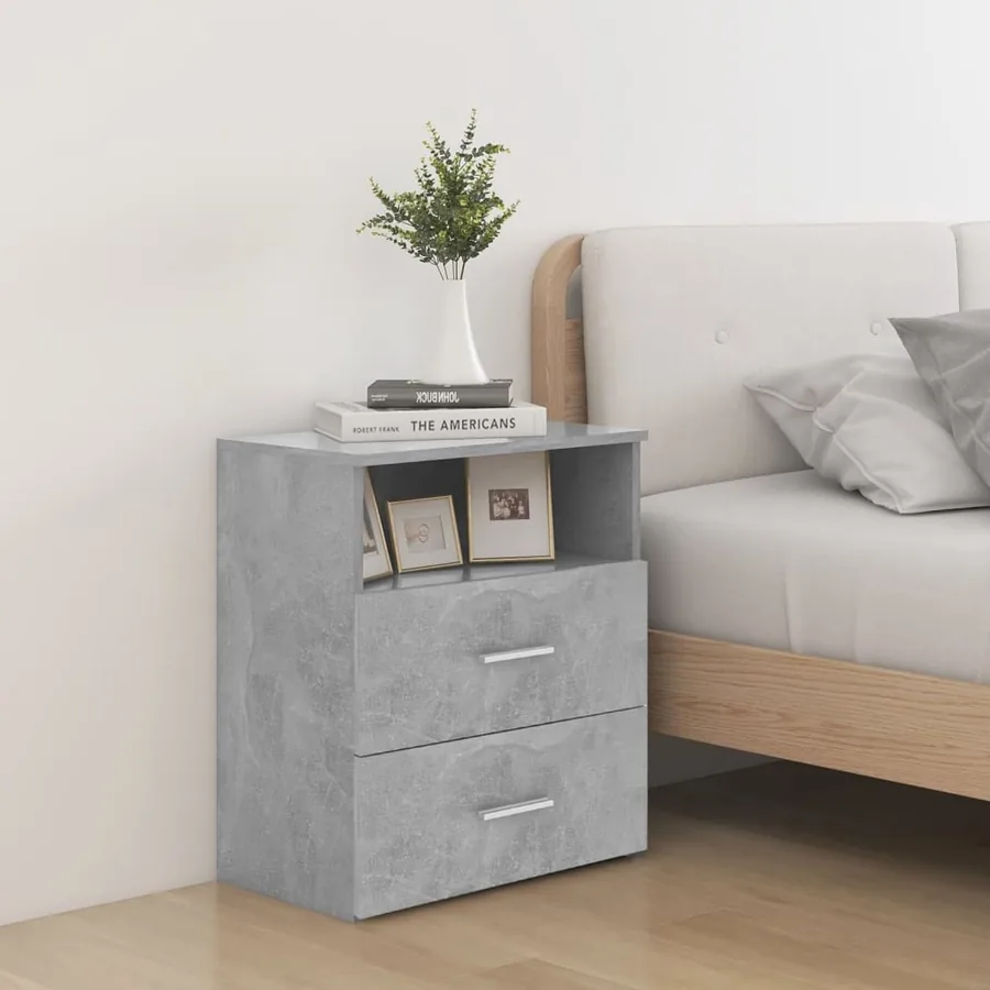 Table de chevet Gris béton 50x32x60 cm