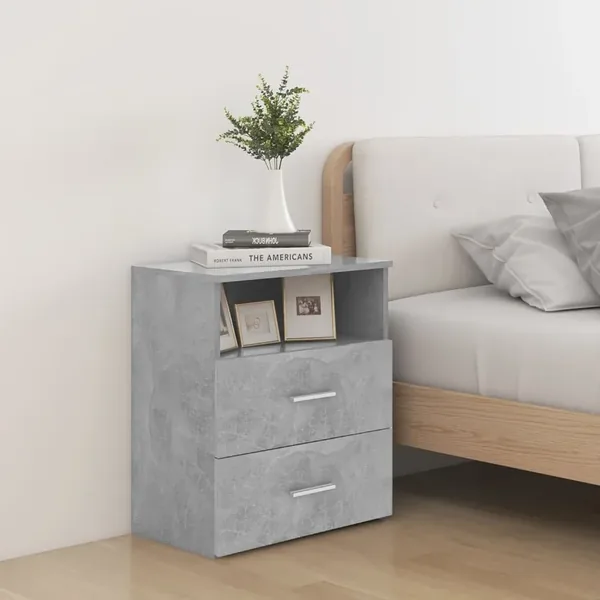 Table de chevet Gris béton 50x32x60 cm