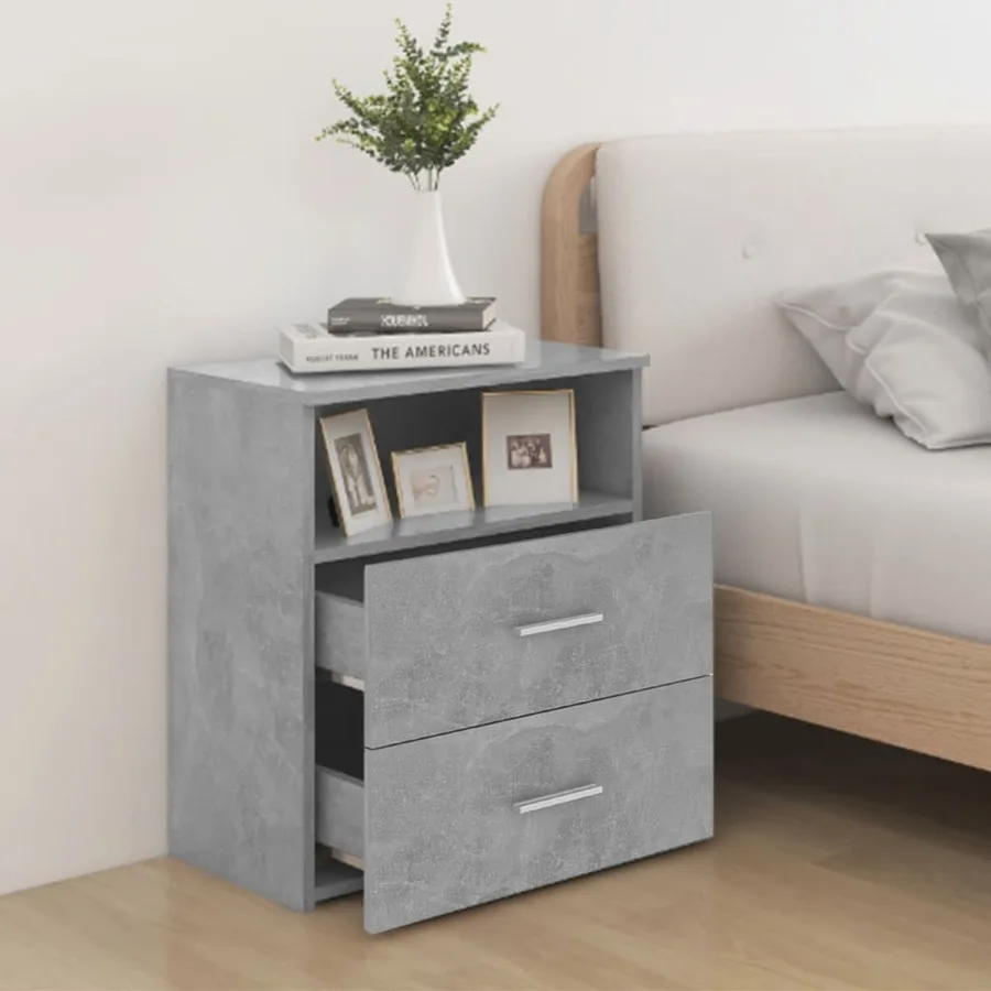 Table de chevet Gris béton 50x32x60 cm - 3