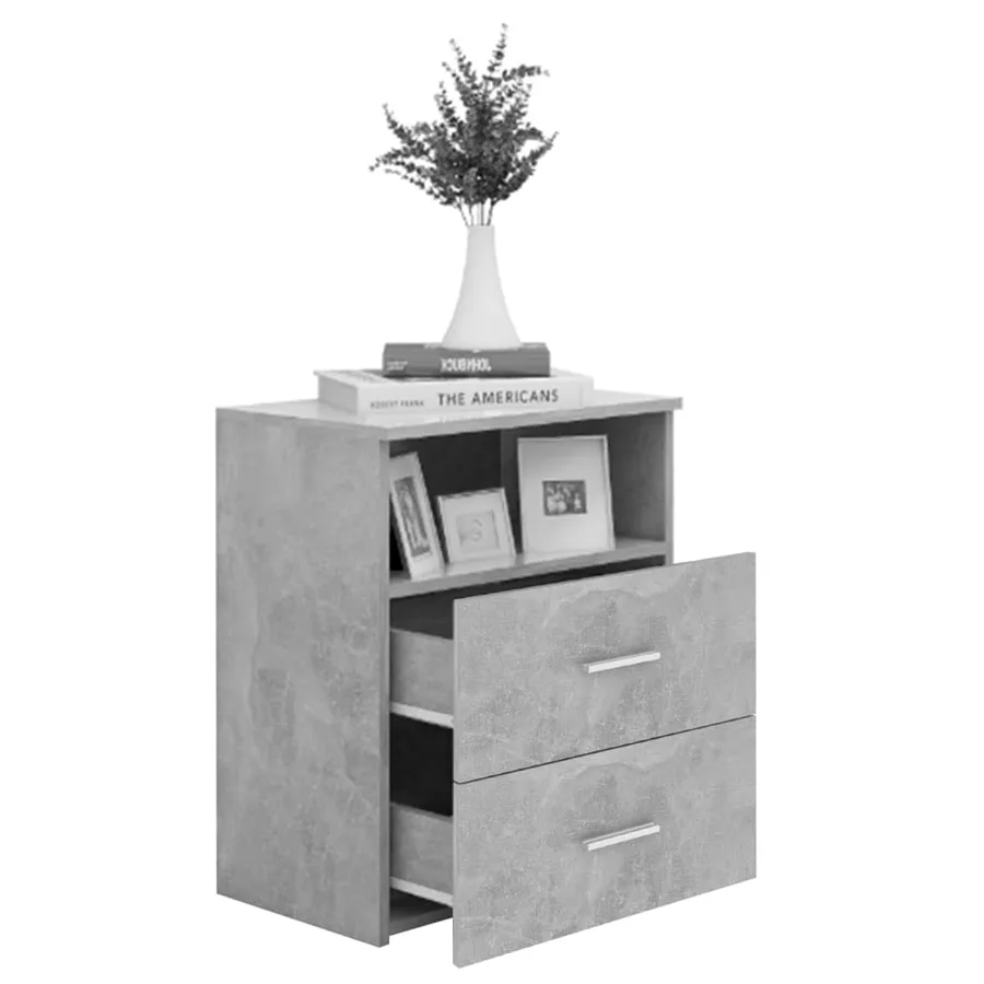 Table de chevet Gris béton 50x32x60 cm - 7