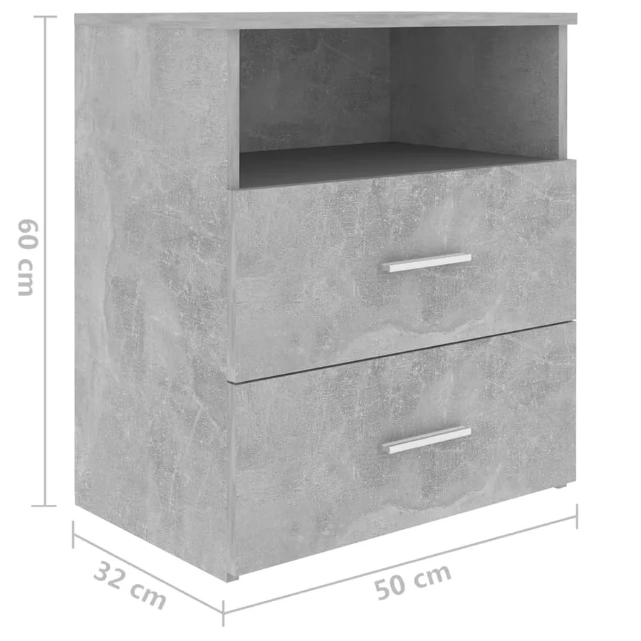 Table de chevet Gris béton 50x32x60 cm - 8
