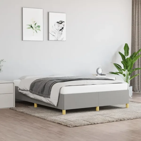 Cadre de lit sans matelas gris clair 140x200 cm tissu