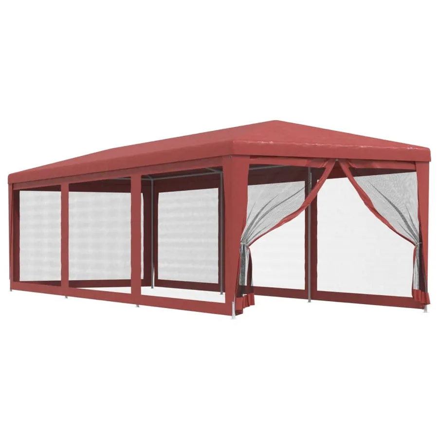 Tente de fête avec 8 parois latérales en maille Rouge 3x9m PEHD - 2