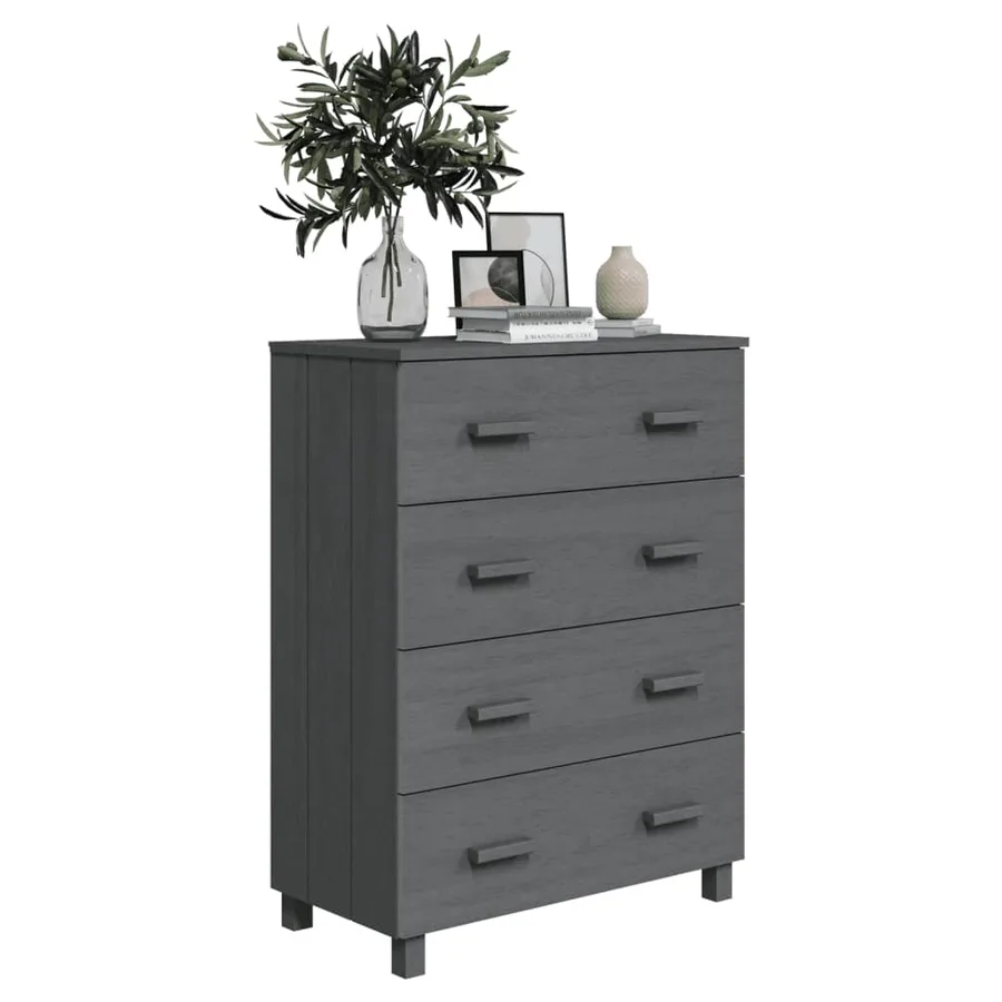 Buffet HAMAR Gris foncé 79x40x103,5 cm Bois massif de pin - 6