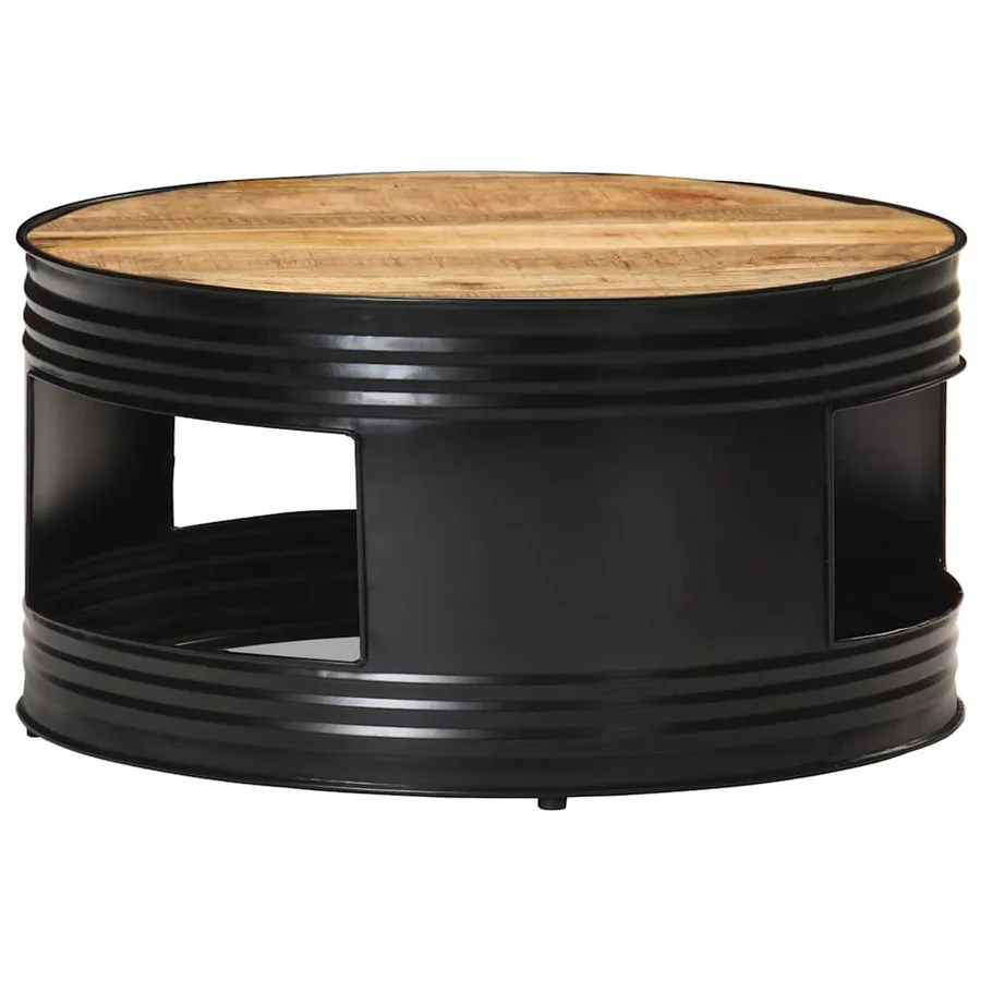 Table basse Noir 68x68x36 cm Bois massif de manguier brut - 8