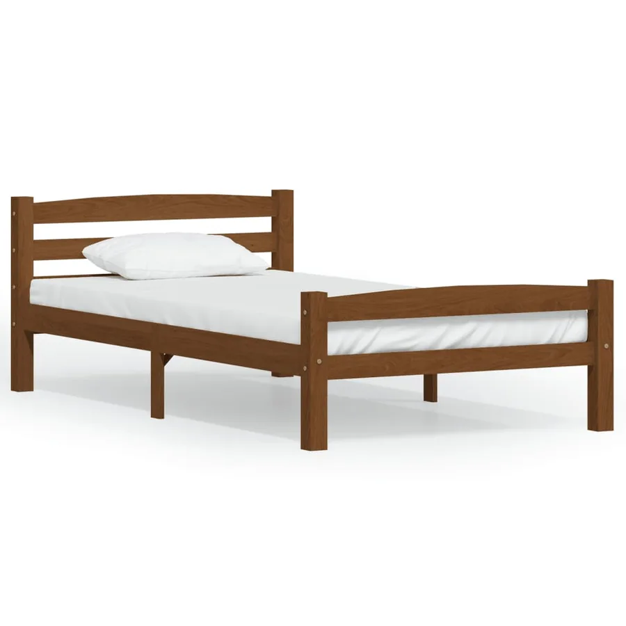 Cadre de lit sans matelas Marron miel Bois pin massif 90x200 cm - 2