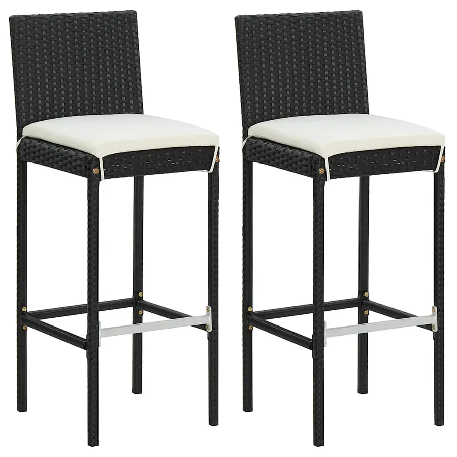 Ensemble de bar de jardin 3 pcs et coussins Résine tressée Noir - 8