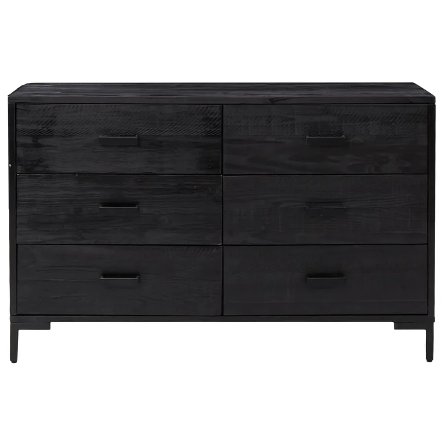 Buffet Noir 110x35x70 cm Bois de pin massif - 3