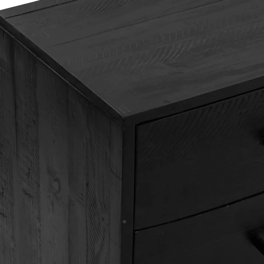 Buffet Noir 110x35x70 cm Bois de pin massif - 6
