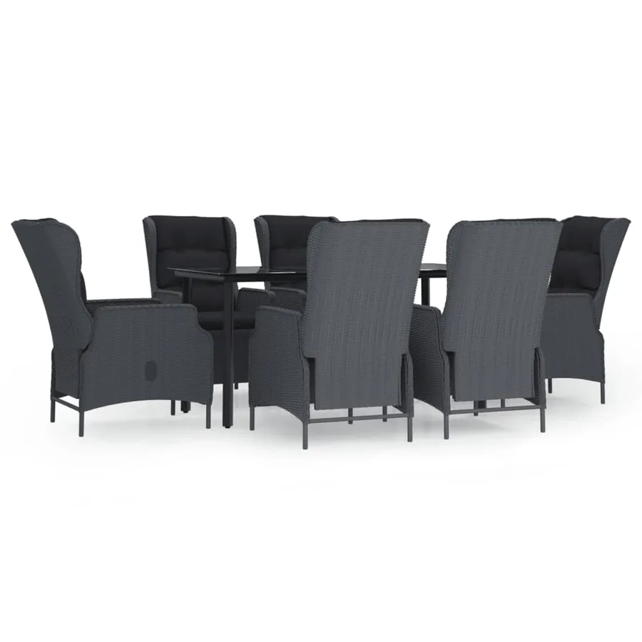 Ensemble à manger de jardin 7 pcs Gris foncé Résine tressée - 2
