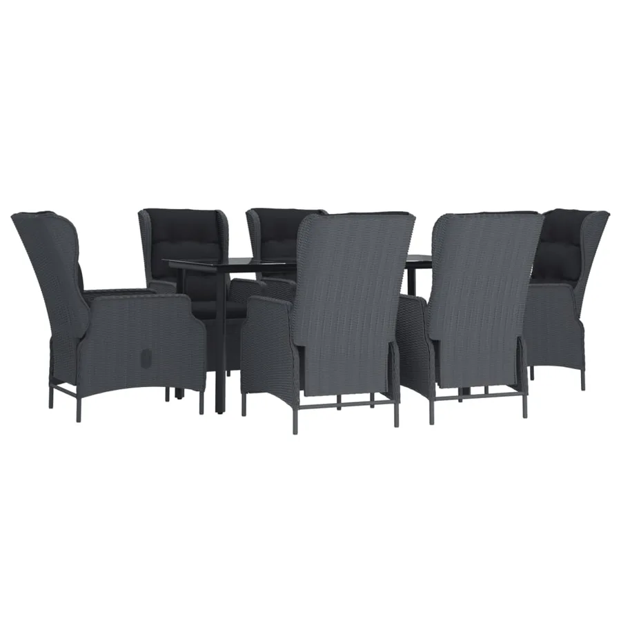 Ensemble à manger de jardin 7 pcs Gris foncé Résine tressée - 3
