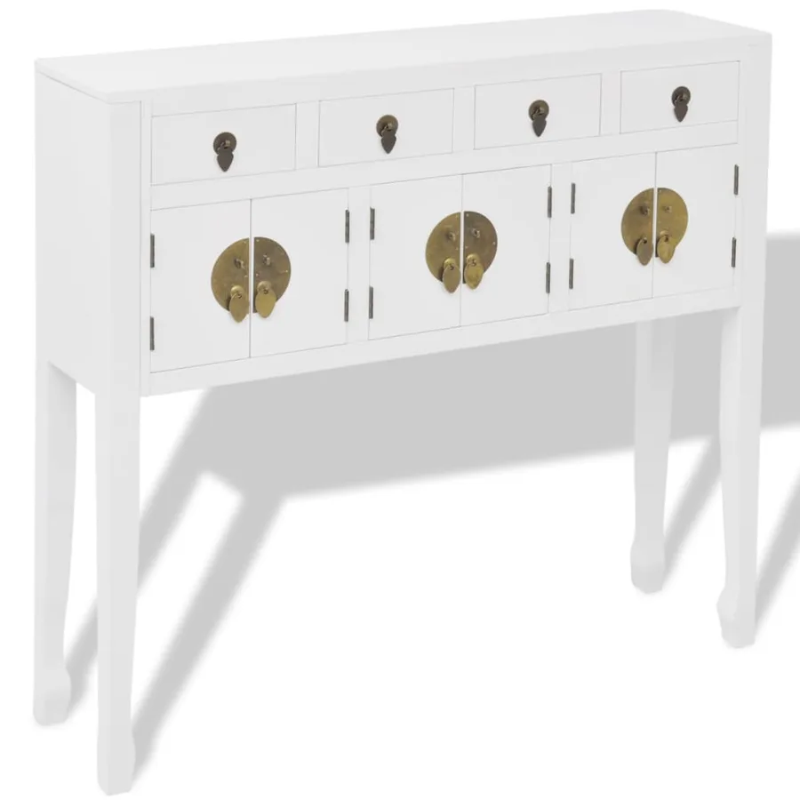 Buffet en style chinois en bois massif Blanc - 2