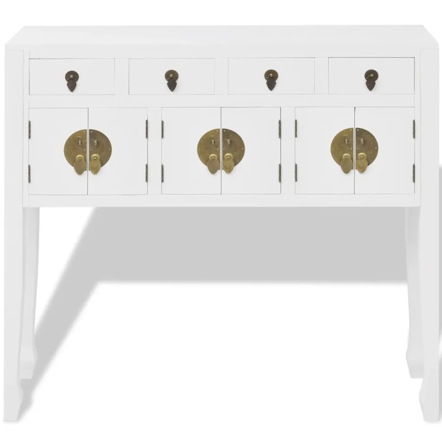 Buffet en style chinois en bois massif Blanc - 3