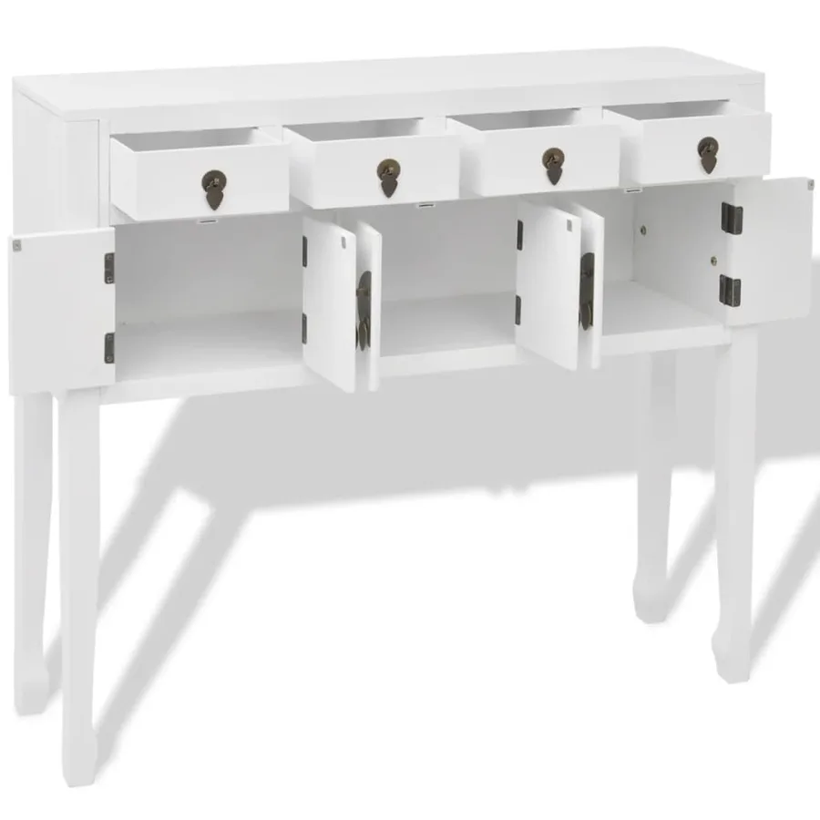 Buffet en style chinois en bois massif Blanc - 4