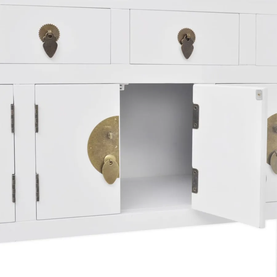 Buffet en style chinois en bois massif Blanc - 6