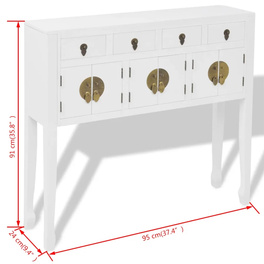 Buffet en style chinois en bois massif Blanc - 8