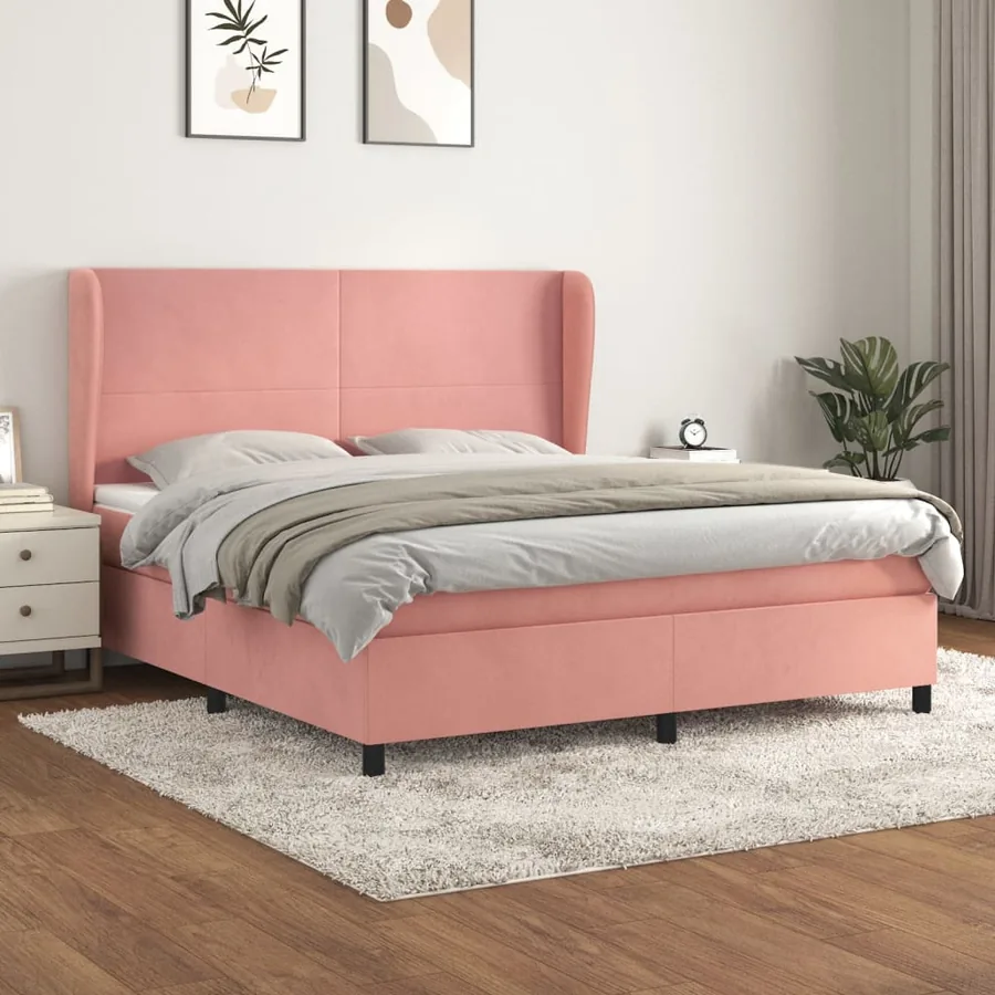 Sommier à lattes de lit avec matelas Rose 160x200 cm Velours