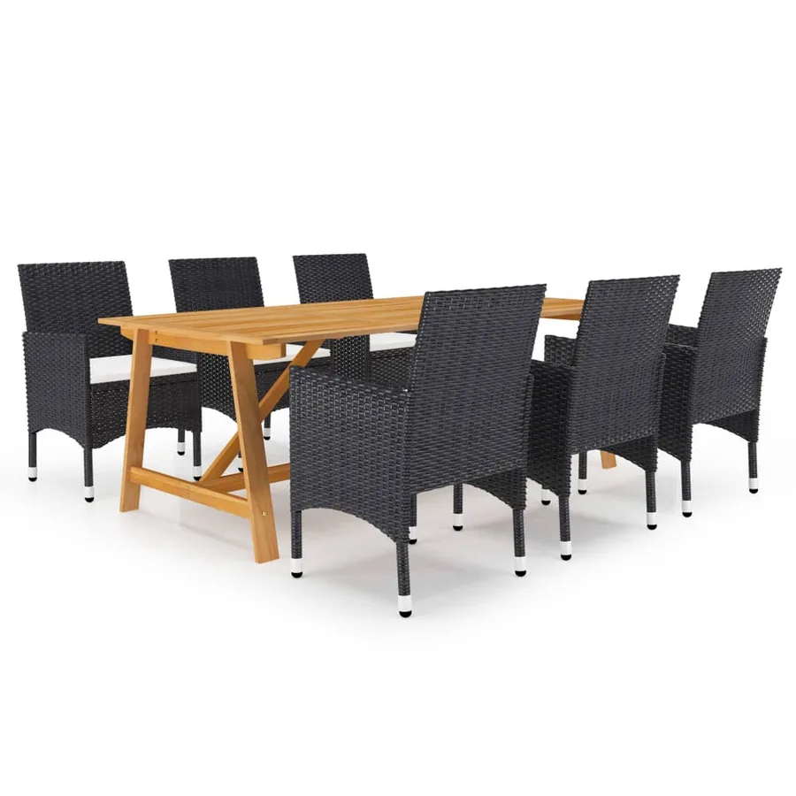 Ensemble à manger de jardin 7 pcs Noir