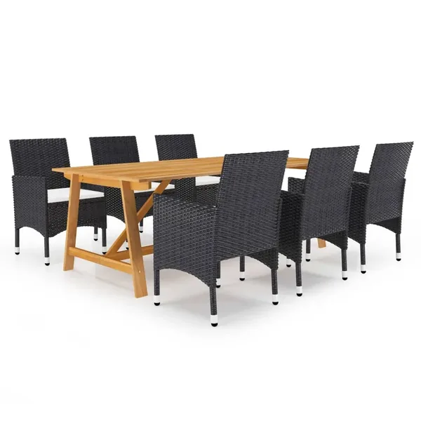 Ensemble à manger de jardin 7 pcs Noir