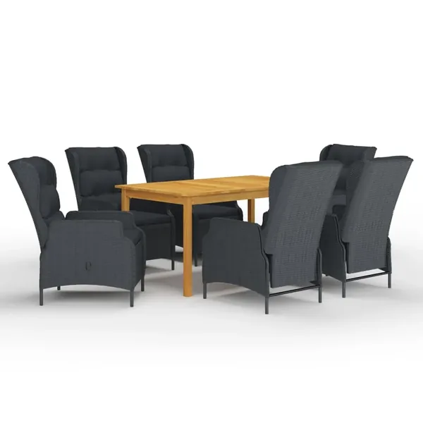 Ensemble à manger de jardin 7 pcs Gris foncé