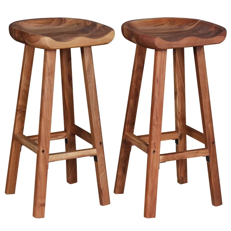 Tabourets de bar lot de 2 bois d'acacia massif - 3
