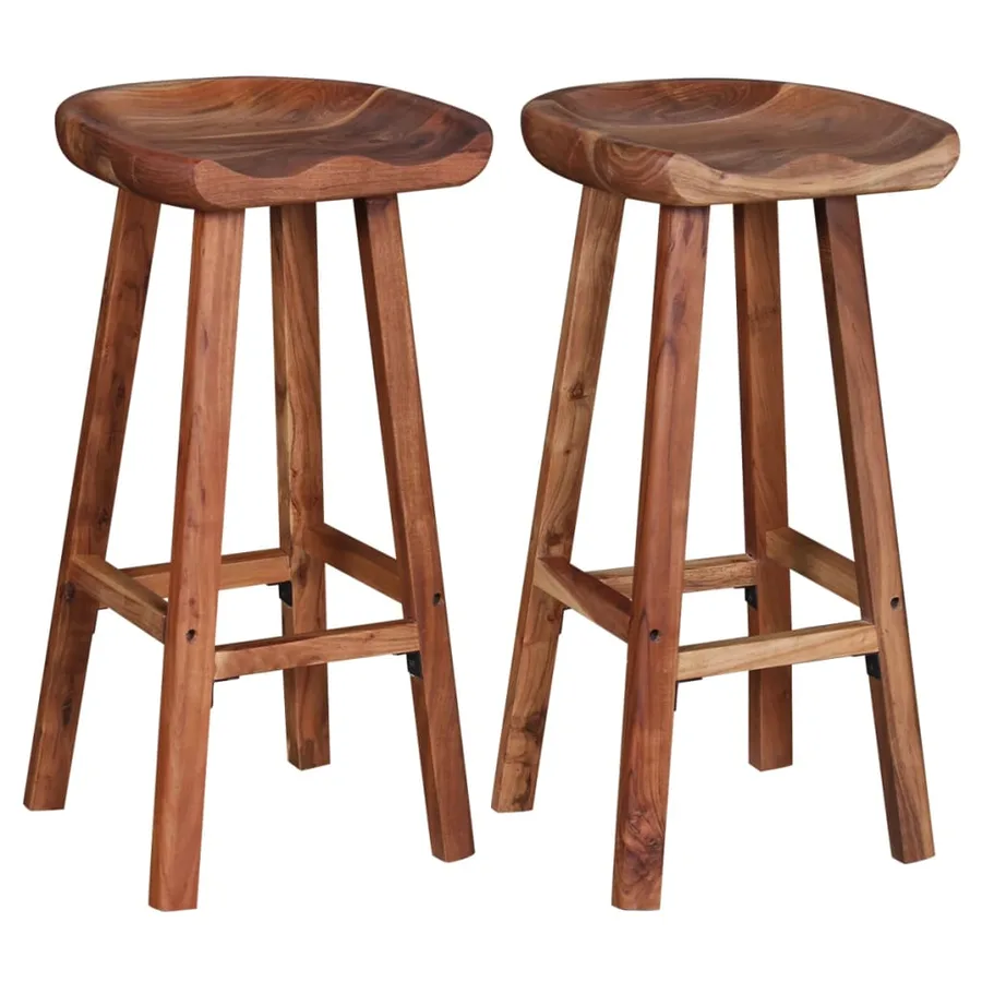 Tabourets de bar lot de 2 bois d'acacia massif - 4