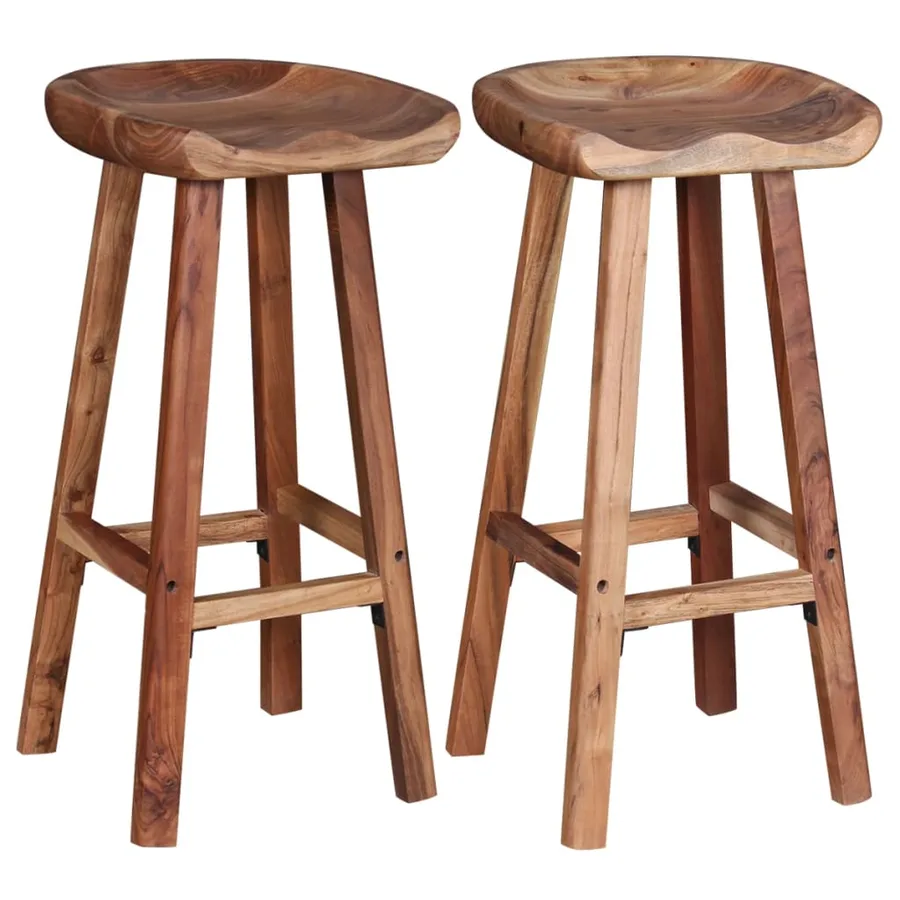 Tabourets de bar lot de 2 bois d'acacia massif - 5