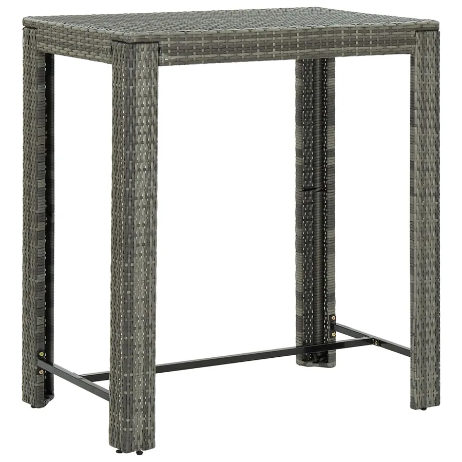 Ensemble de bar jardin 5 pcs gris poly rotin/bois massif acacia - 5