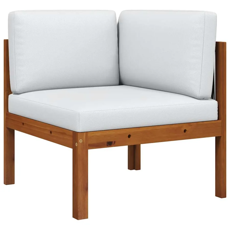 Canapé d'angle de jardin avec coussins en bois d'acacia et corde - 2