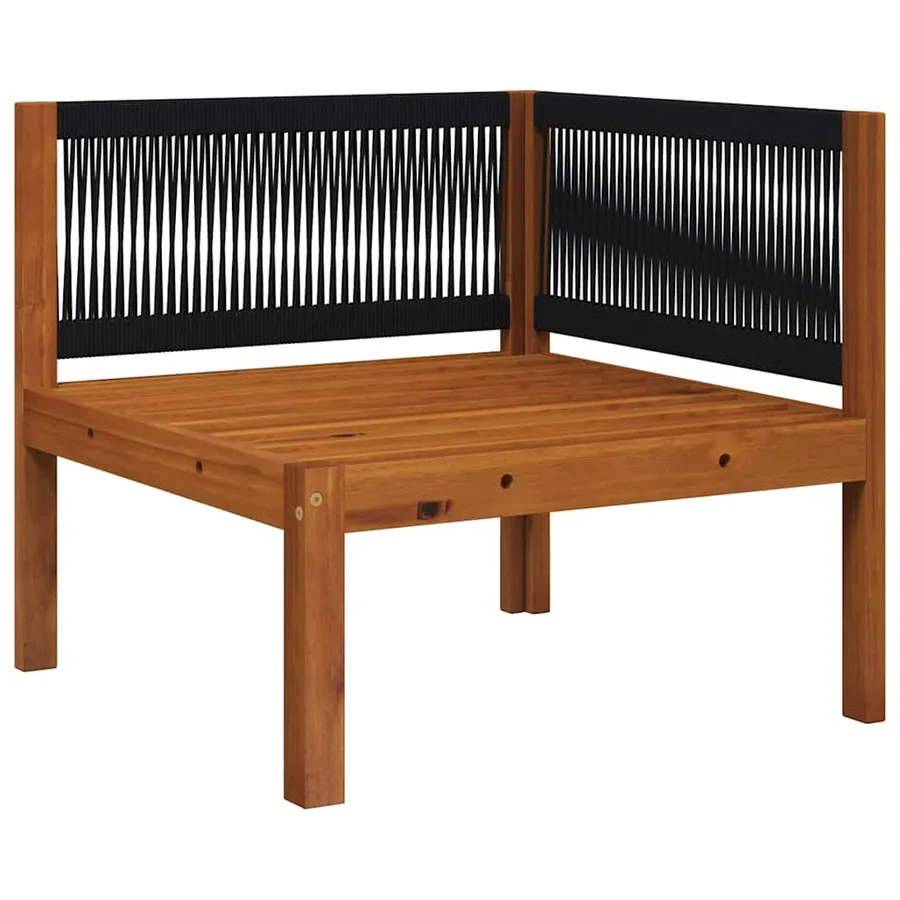 Canapé d'angle de jardin avec coussins en bois d'acacia et corde - 3