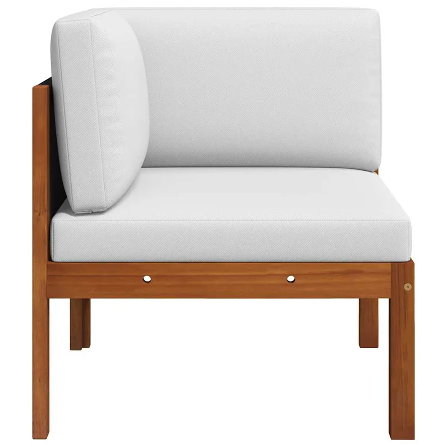 Canapé d'angle de jardin avec coussins en bois d'acacia et corde - 5