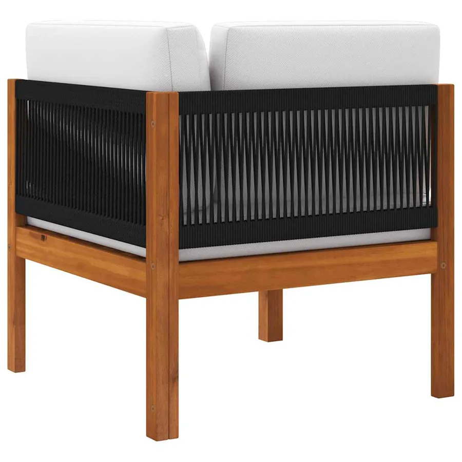 Canapé d'angle de jardin avec coussins en bois d'acacia et corde - 6