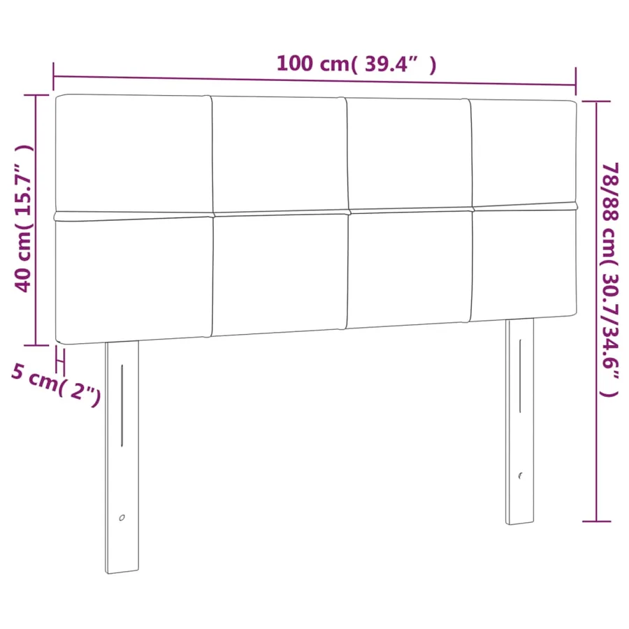 Tête de lit Gris clair 100x5x78/88 cm Tissu - 8