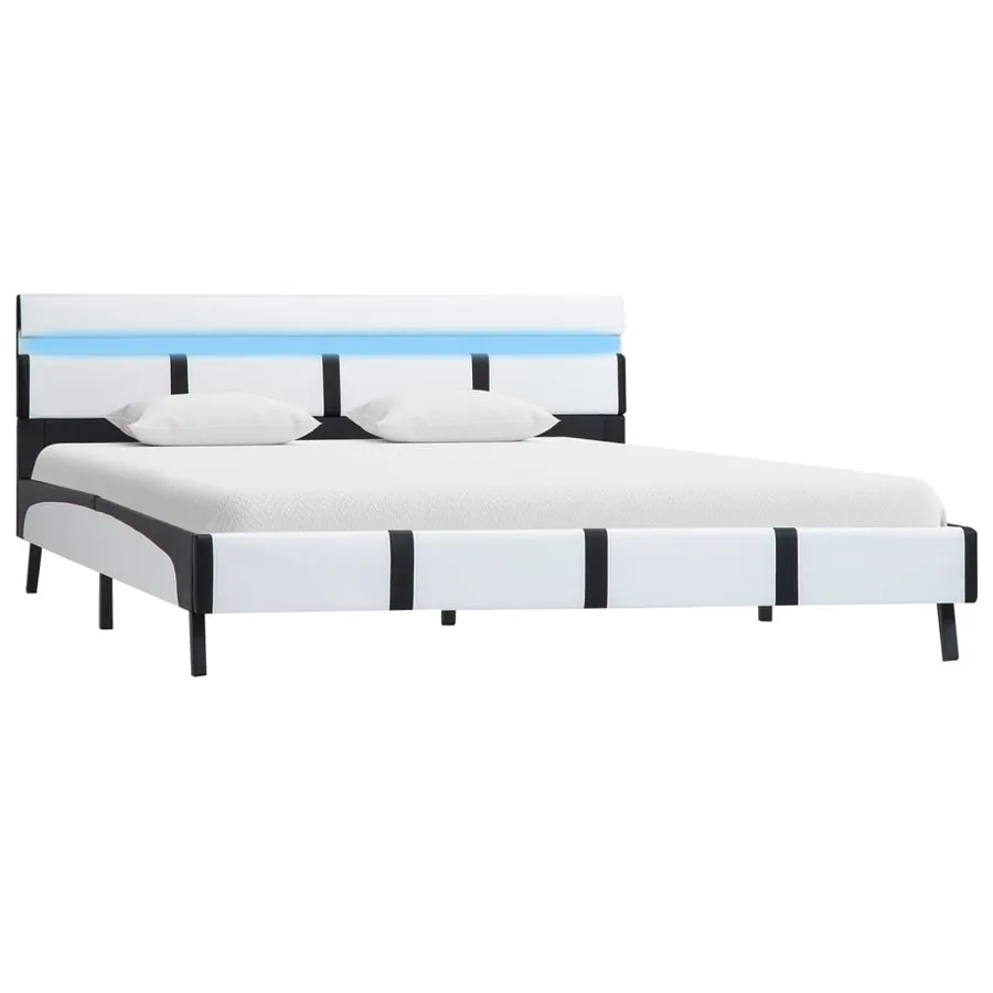 Cadre de lit avec LED sans matelas blanc 140x200 cm similicuir - 2