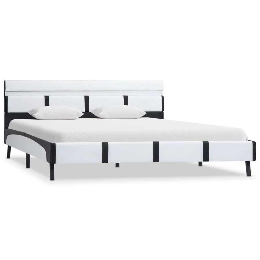 Cadre de lit avec LED sans matelas blanc 140x200 cm similicuir - 3