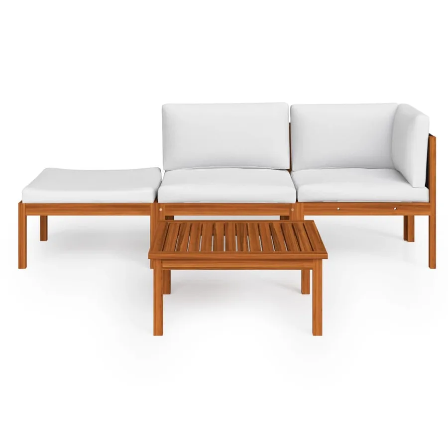 Salon de jardin 4 pièces avec coussins Crème 63 x 63 cm - 2