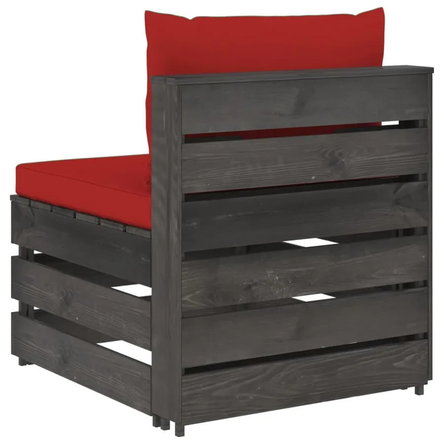 Canapé central sectionnel avec coussins Bois imprégné de gris - 4