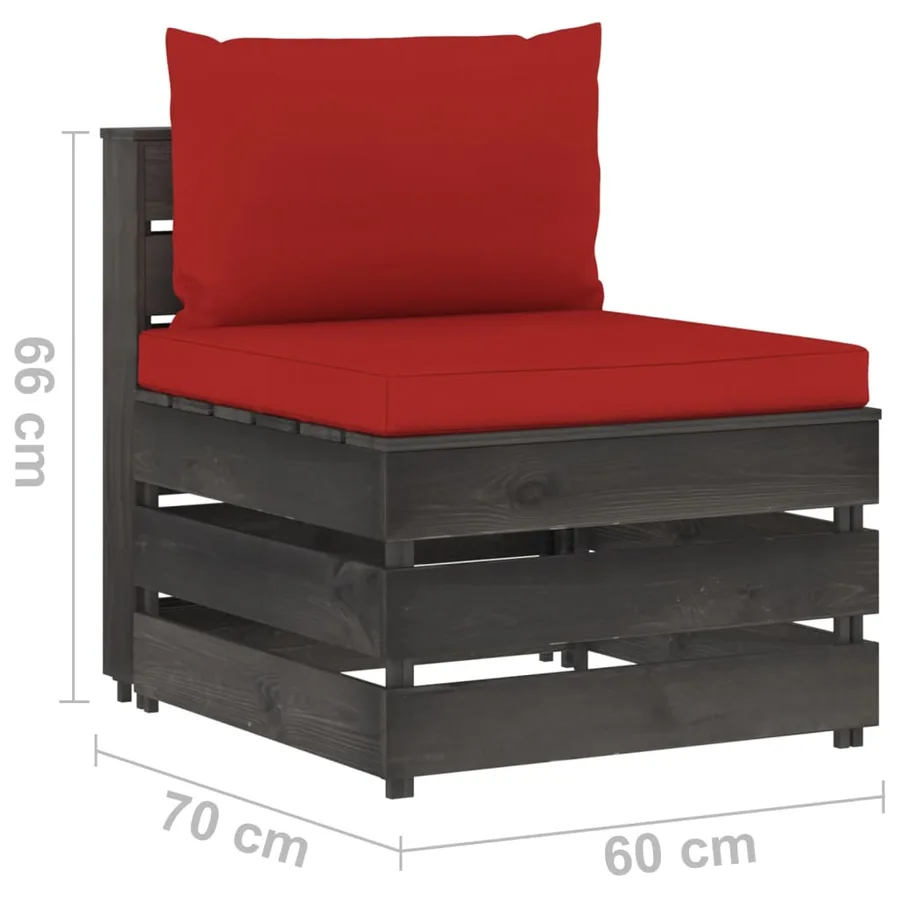 Canapé central sectionnel avec coussins Bois imprégné de gris - 6