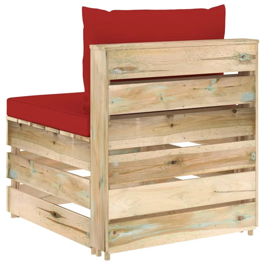 Canapé central sectionnel avec coussins Bois imprégné de vert - 4
