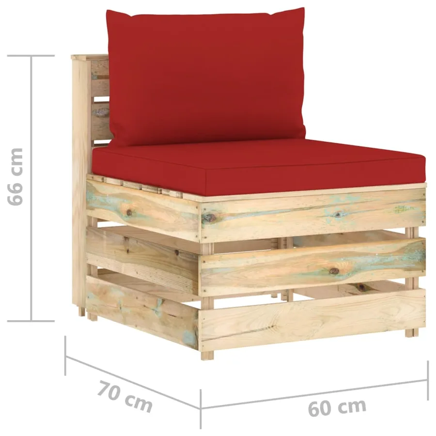 Canapé central sectionnel avec coussins Bois imprégné de vert - 6