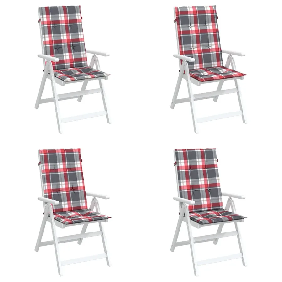 Coussins de chaise jardin dossier haut lot de 4 carreaux rouges - 4