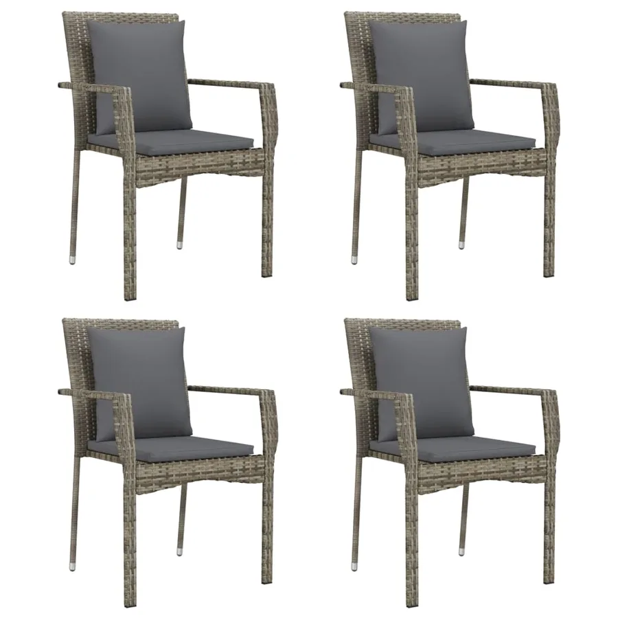 Ensemble à manger de jardin coussins 5 pcs noir et gris - 4