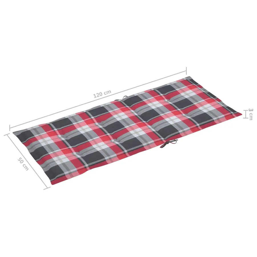 Chaises de jardin lot de 4 et coussins à carreaux rouge Teck - 10