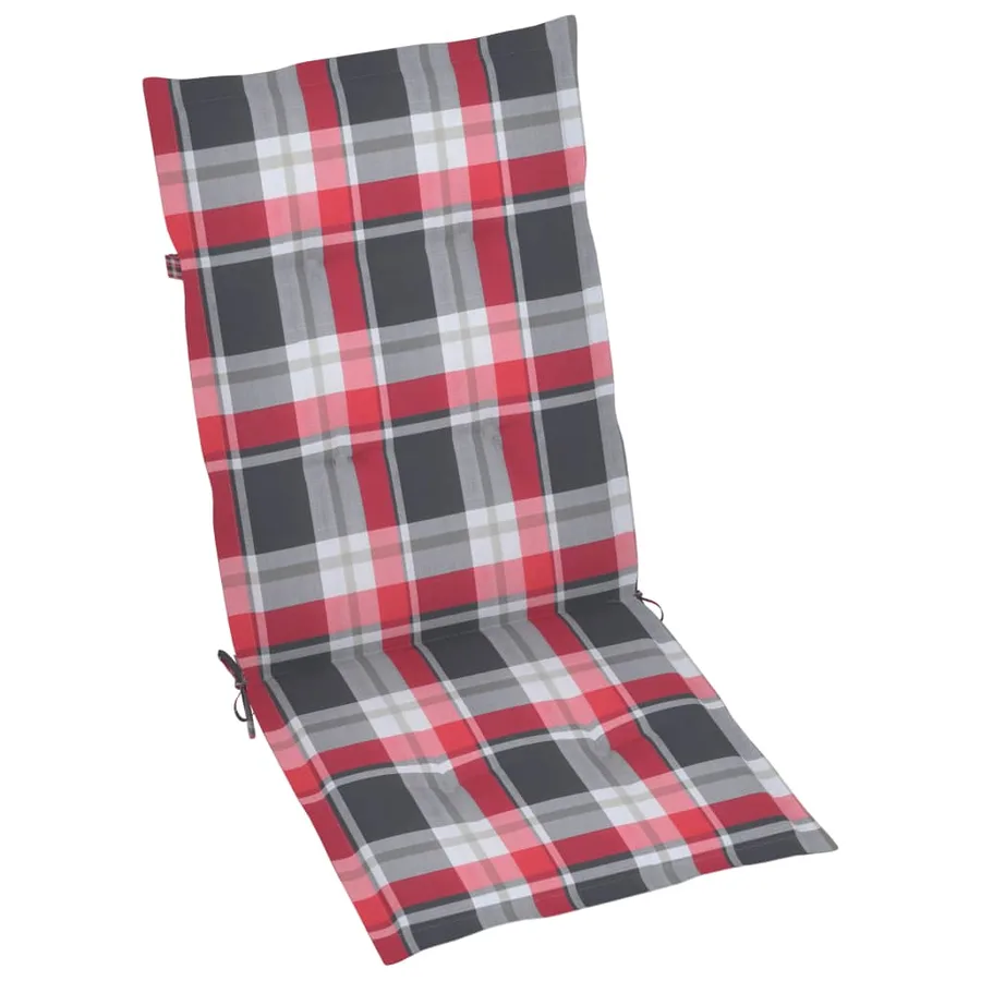 Chaises de jardin lot de 4 et coussins à carreaux rouge Teck - 7
