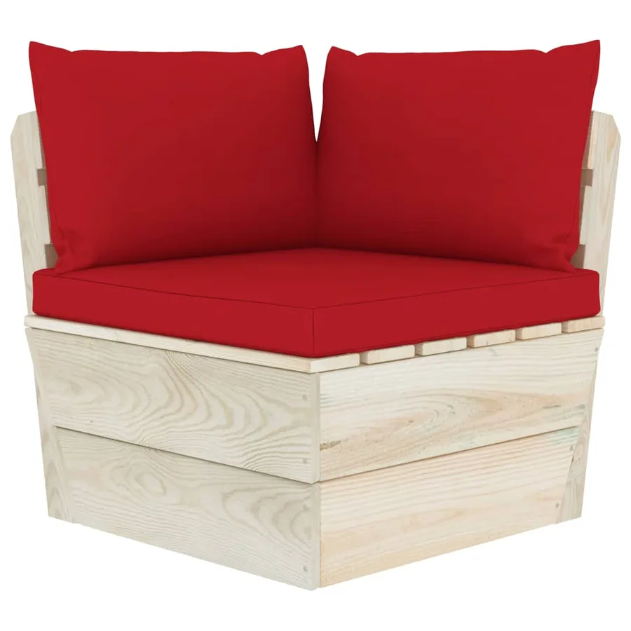 Canapé d'angle palette de jardin avec coussins Épicéa imprégné - 2