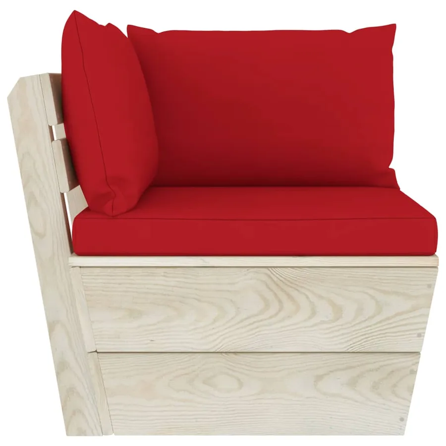 Canapé d'angle palette de jardin avec coussins Épicéa imprégné - 3