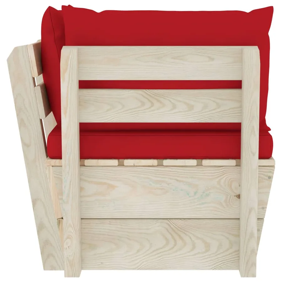 Canapé d'angle palette de jardin avec coussins Épicéa imprégné - 4