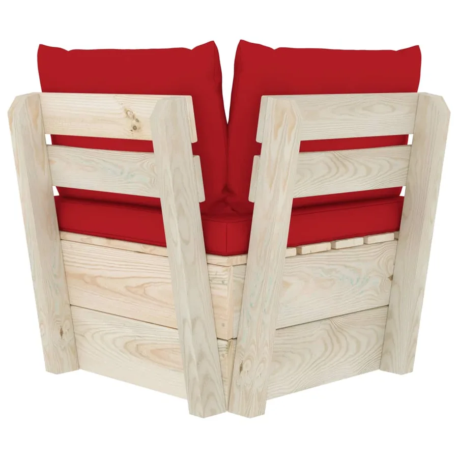Canapé d'angle palette de jardin avec coussins Épicéa imprégné - 5